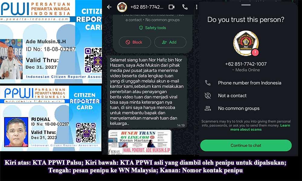Ketua PWI Bekasi Ade Muksin Diduga Menipu Warga Malaysia dengan Modus KTA PPWI