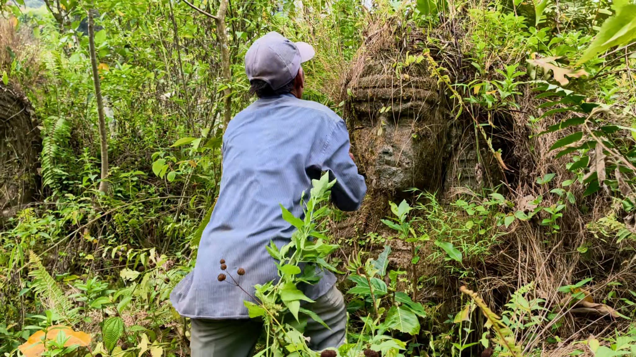 Pencari Rumput Tak Sengaja Menemukan Benda Berbentuk Wajah yang Diduga Patung Kuno