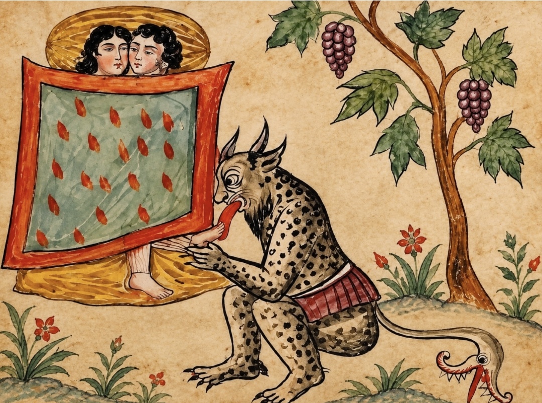 Ilustrasi Monster Penjilat Kaki dari Manuskrip Persia 1921 Ternyata Asli, Bukan Buatan AI