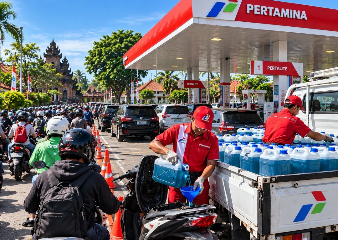 Pertamina Siapkan 5.000 Liter Pertalite Kemasan per Hari untuk Urai Antrean BBM di Bali